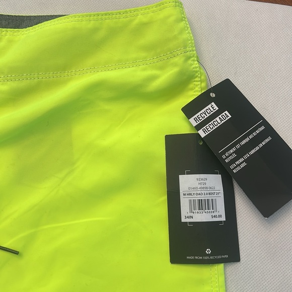 Hurley highlighter yellow board shorts NWT size 34 - Picture 2 of 5